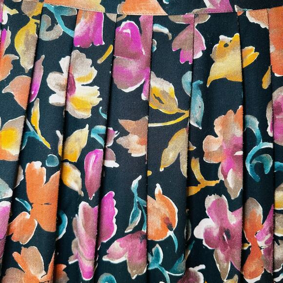 Kathie Lee Vintage Vintage Dark Academia Floral Cottagecore Pleated Skirt 14 - Picture 3 of 6